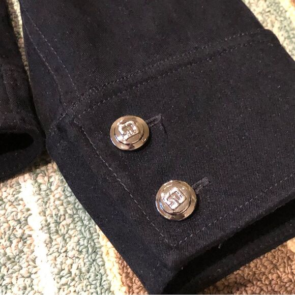 St. John Sport Black Faux Suede Zip Jacket Small Boho Western VTG Y2K Cowgirl - Picture 8 of 16